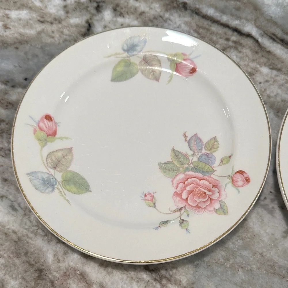 Paden city pottery made USA Floral Rose small Plate Set2
